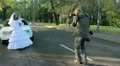 Autumn photo of just marrying woman.Wedding HD Footage