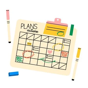 Autumn plans calendar planner vector Stock Illustration