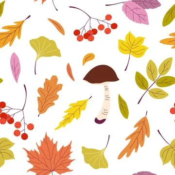 Autumn plant seamless pattern. Fall background Stock Illustration