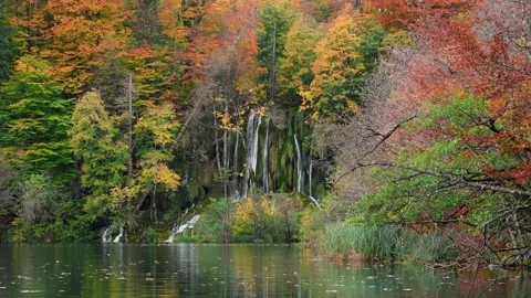 Autumn Plitvice Lakes Stock Footage 136420793