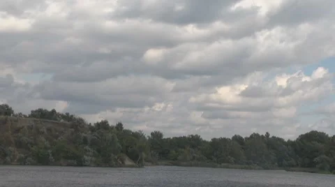 Autumn pond and the clouds Video stock 8826782