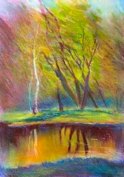 Autumn pond Stock Illustration