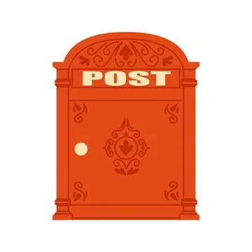 Autumn Postbox Vector Illustration Flat Geometric Orange Mailbox Isolated Stock Illustration