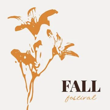 Autumn poster with traced fall bell flower. Fall festival background, cover.. Stock Illustration