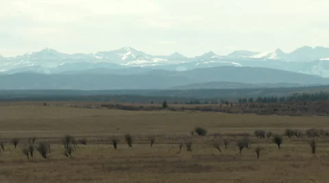 Autumn prairies and distant mountains Stock Footage 31821537