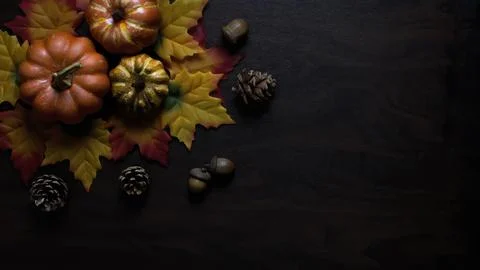 Autumn pumpkin and fall colored leaves. Foto stock