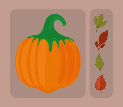 Autumn pumpkin and leaf Stock Illustration