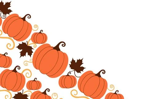 Autumn pumpkin corner border frame background vector Stock Illustration