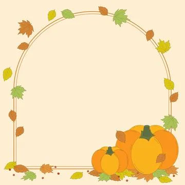 Autumn pumpkin frame square Stock Illustration