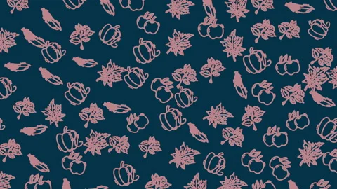 Autumn Pumpkin Leaf Pattern Background Seamless Textile Design Stockbeeldmateriaal 330873120