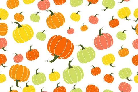 Autumn Pumpkin Pattern Seamless Vector Design Clipart Stock Illustration