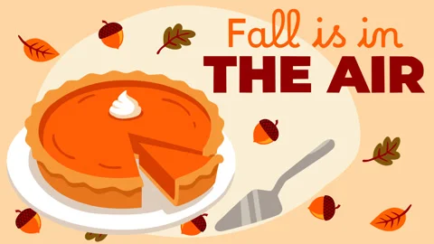 Autumn Pumpkin Pie with Falling Leaves Seasonal Background Loop Stock Footage 340500467