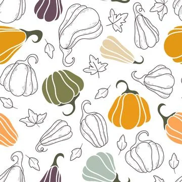 Autumn pumpkin seamless pattern vector illustration イラスト素材