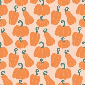 Autumn pumpkin seamless pattern vector illustration Illustration