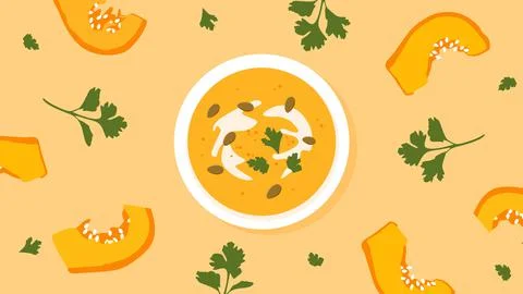 Autumn pumpkin soup background image Stock Illustration