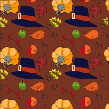 Autumn pumpkins with teal background pattern Stock Illustration