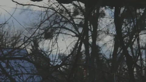 Autumn. Rain that started in the evening. Large drops fall from the roof aga Stock Footage 293353290