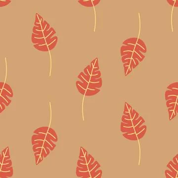 Autumn red leaf seamless background Stock Illustration