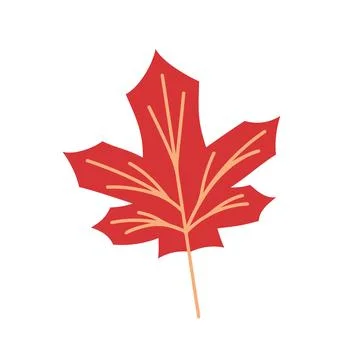 Autumn red maple leaf icon in flat style. Vector illustration isolated on a Stock Illustration
