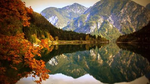 Autumn Reflection in the Alps Stock Photos