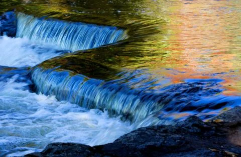 Autumn Reflections on Bond Falls in the Upper Peninsula of Michigan Stock Photos