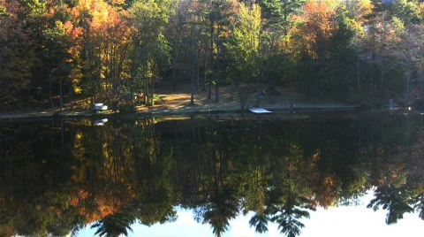 Autumn reflections in lake Stock Footage 536632