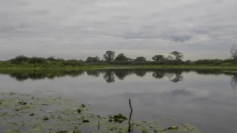 Autumn river landscape, time-lapse 4K Stock Footage