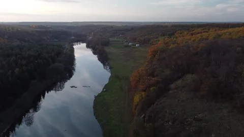 Autumn. River. Stone. Video stock 143220570