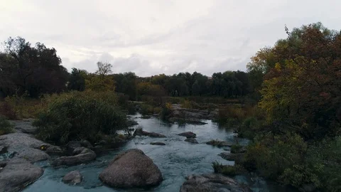 Autumn river the top view Stock Footage 94671488
