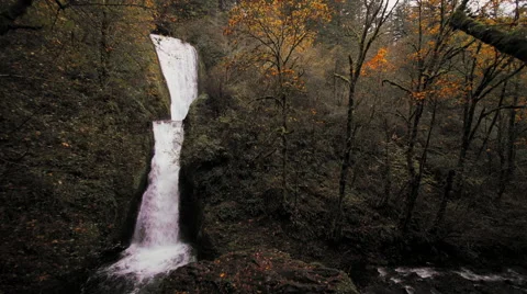 Autumn River Waterfall Stock Footage 56840234