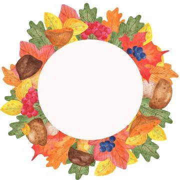 Autumn round frame Illustrazione stock