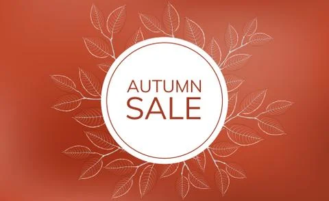 Autumn round frame with white leaf Stock Illustration