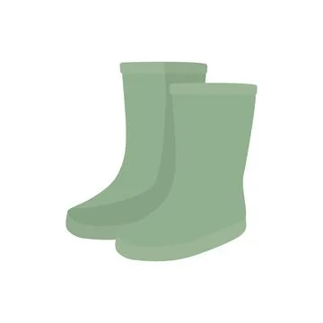 Autumn rubber boot pair isolated on white background Stock Illustration