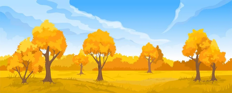 Autumn rural landscape Stock Illustration