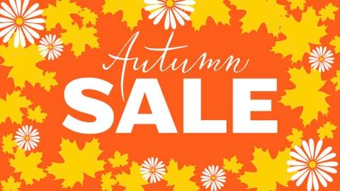 Autumn sale poster, banner, logo, printing for seasonal promo, discount, spec Stock Illustration