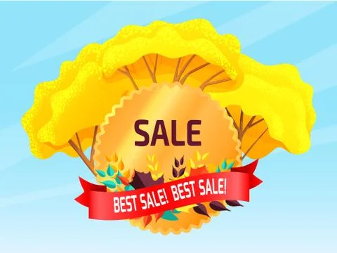 Autumn sale, price tag label, advertising vector illustration with colorful Stock Illustration