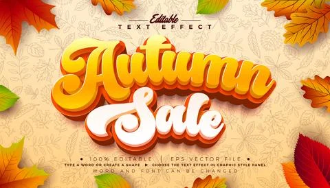 Autumn Sale Text Effect Design Editable and Scalable Vector Graphic Style wit Stock Illustration