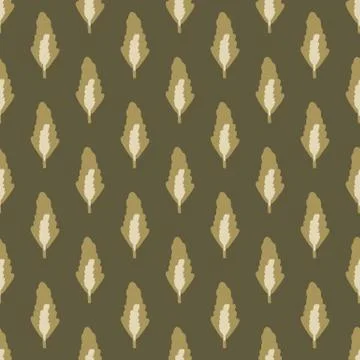Autumn seamless botanic pattern with forest leafs in brown tones. Dark hand d Illustrazione stock