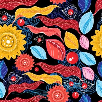 Autumn seamless color pattern Illustrazione stock