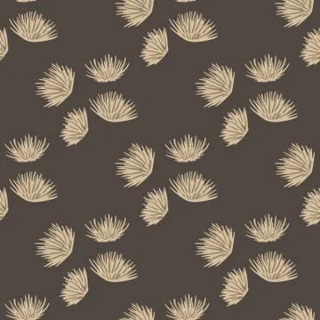Autumn seamless doodle pattern with beige flower buds. Thorn botanic shapes o Illustrazione stock