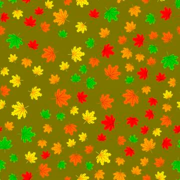 Autumn seamless leaf fall pattern with maple colorful leaves. Design for fall Stock Illustration