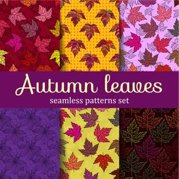 Autumn seamless leaf pattern set Stock Illustration