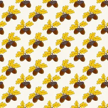 Autumn seamless pattern with acorns. Vector background. Stock Illustration