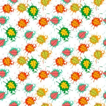 Autumn Seamless Pattern Background Colorful Leaves Ornament Fall Season イラスト素材