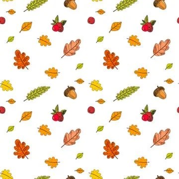 Autumn Seamless Pattern Background Colorful Leaves Ornament Fall Season イラスト素材