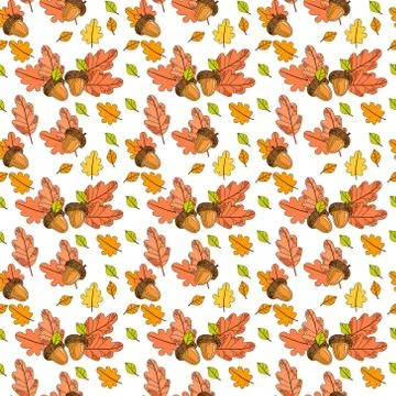 Autumn Seamless Pattern Background Colorful Leaves Ornament Fall Season 스톡 일러스트