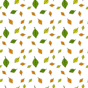 Autumn Seamless Pattern Background Colorful Leaves Ornament Fall Season Stock Illustration