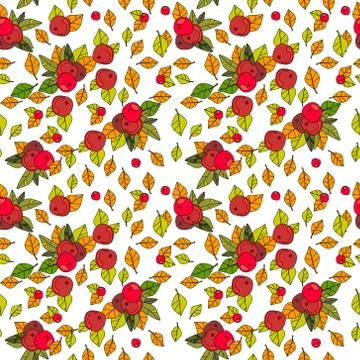Autumn Seamless Pattern Background Colorful Leaves Ornament Fall Season 스톡 일러스트