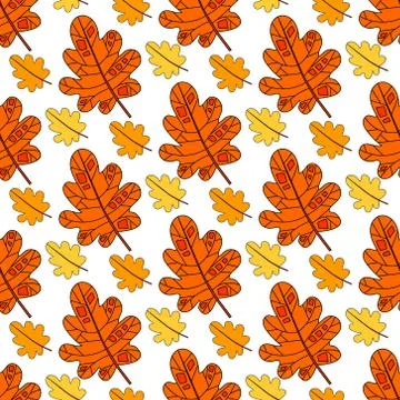 Autumn Seamless Pattern Background Colorful Leaves Ornament Fall Season Stock Illustration