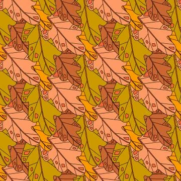 Autumn Seamless Pattern Background Colorful Leaves Ornament Fall Season Illustrazione stock